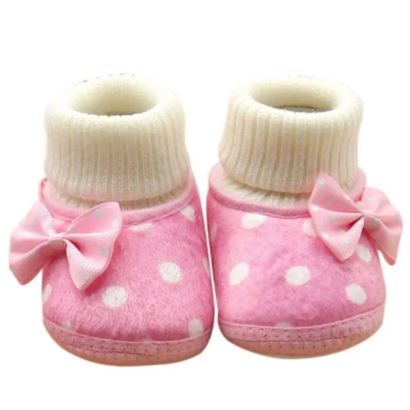 Мягкий и теплый детский обувь новорожденного, галстук-бабочка для девочек, флисовые зимние ботинки ботиночки белые туфли в стиле «Принцесса» LM58 новое поступление