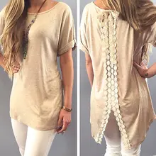 New 2015 Fashion Women cotton Lace T-shirt casual Summer Short Sleeve Tops tees