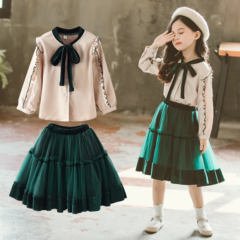

Big Girls Spring Clothes Set 2019 Kids Clothes Set 2 Pcs Girls Clothing Sets For Teenage Suits Blouses Shirts + Skirts Suits