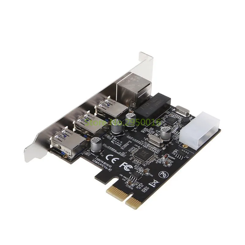 1000M Gigabit Ethernet Network Card PCI-E Multi I/O Controller USB3.0 3 Ports PCI Express With CD Driver C26 | Компьютеры и офис