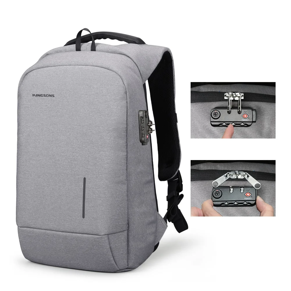

Kingsons School Bag Backpacks Anti-theft Lock Backpack Phone Sucker Laptop Bags 13''15'' USB Charging Fashion Backpacks