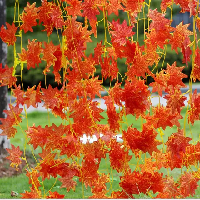 2 3m Artificial Vine Red Autumn Maple Leaf Fake Garland Plants 2 3m Artificial Vine Red Autumn Maple Leaf Fake Garland Plants Foliage Garden For Wedding Party