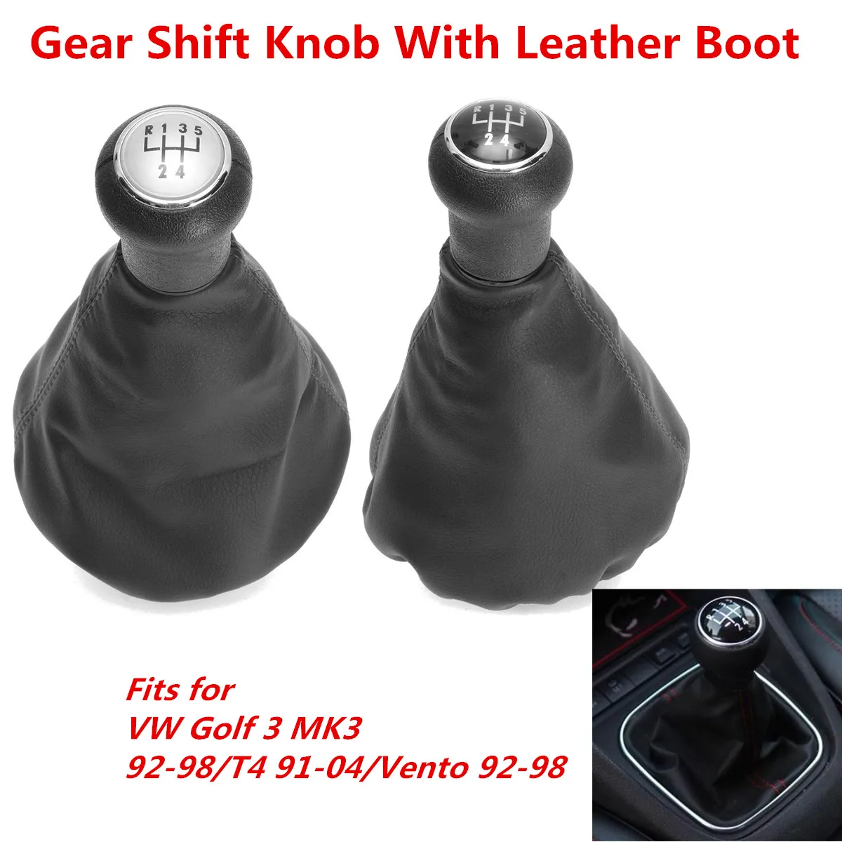 Buy 5 Speed Car Gear Shift Knob PU Leather Boot For VW