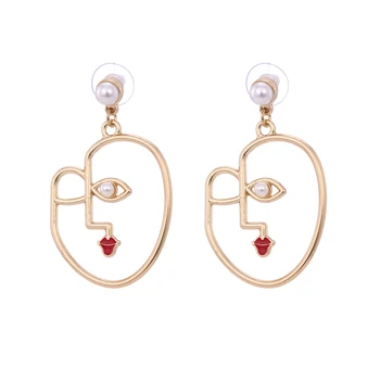 

EUEAVAN 5 Pairs Abstract Contour Funny Drop Earrings Simple Female Face Design Jewelry Crazy Gift For Women Teen Girls