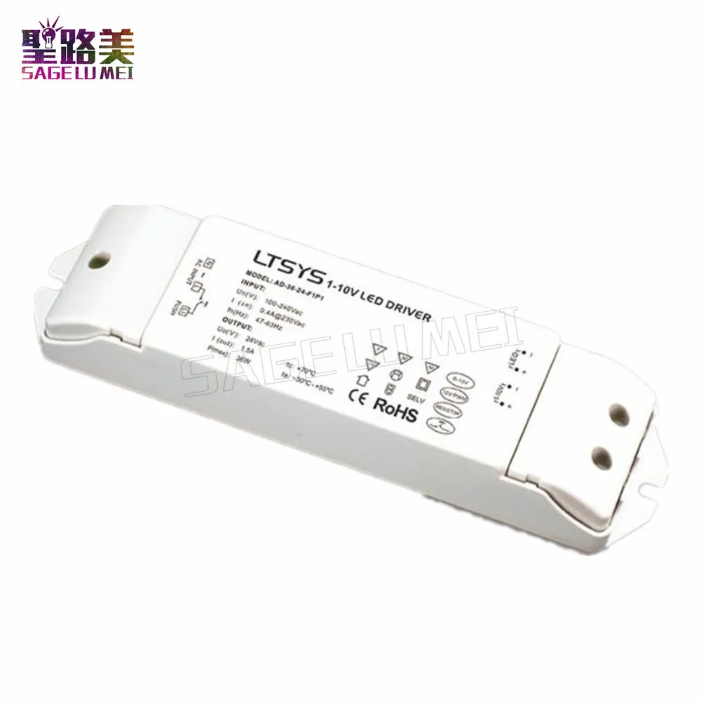 LTECH AD-36-24-F1P1 36 Вт CV светодиодный драйвер AC100V-240V вход DC 24 В 1.5A выход 0/1-10 ШИМ или Push dim