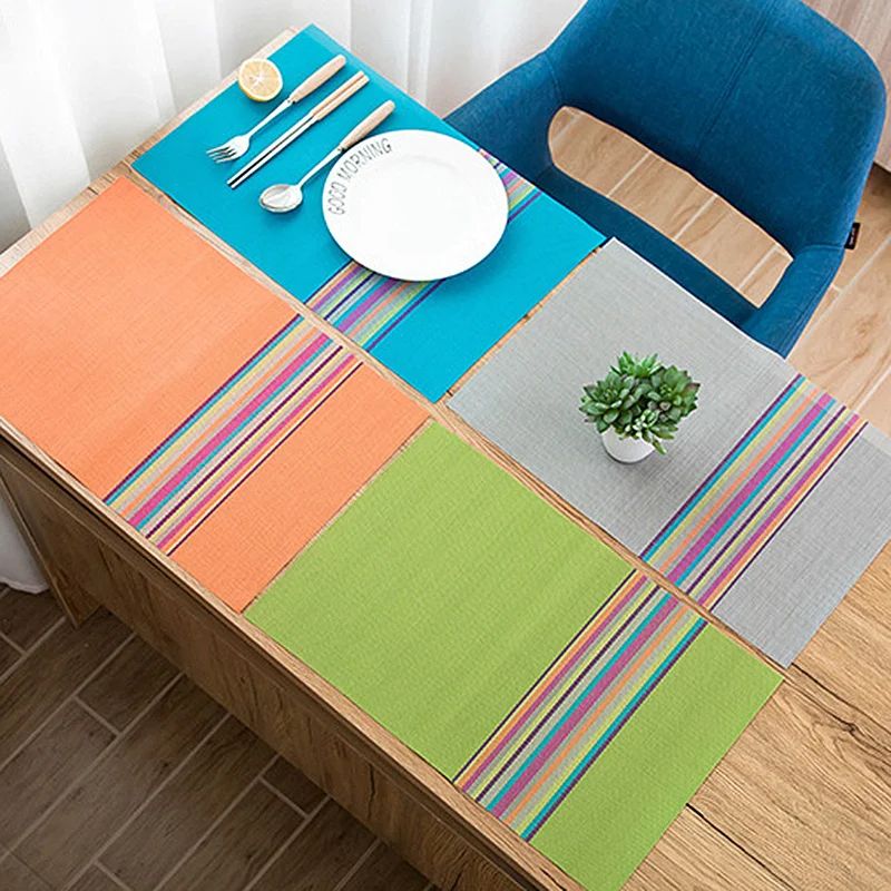 

Non-slip Insulation Rainbow PVC45 * 30cm Kitchen Placemat Simple European Table Mat Coaster Insulation Pad