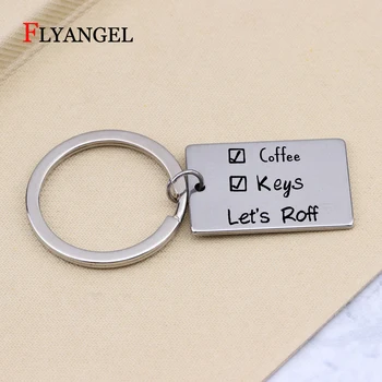 

Fashion Engraved Coffee,keys, Let's Roff Letter Keychain Keyring Gift Jewelry for Women Men Friends Couples Car Bag Key Chain
