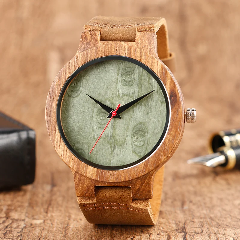 

Cool Genuine Leather Band Strap Hot Modern Novel Bamboo  Fashion Women Analog Men Wrist Watch New Arrival Nature Wood