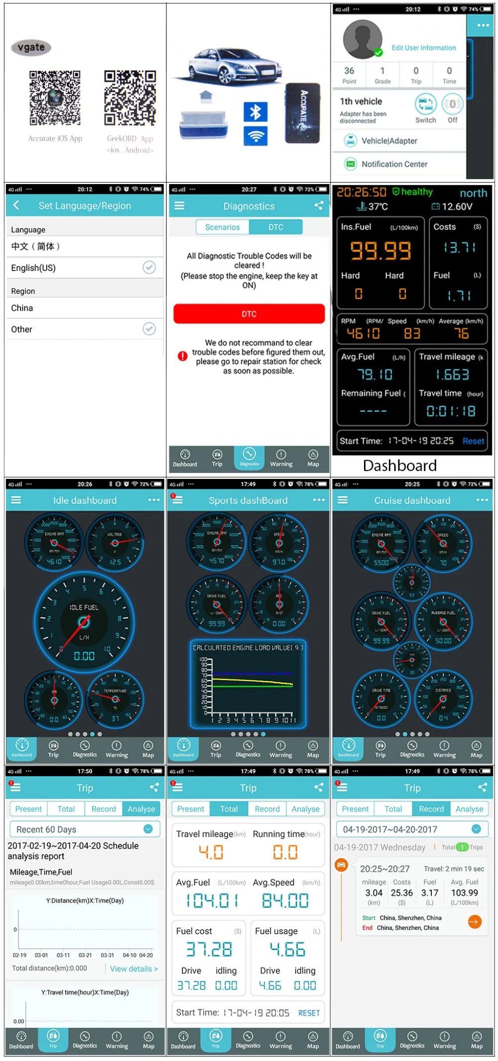 Vgate iCar Pro elm327 v1.5 WiFi/Bluetooth 3,0/4,0 Android Torque app OBDII scan tool elm 327 Поддержка Android/IOS