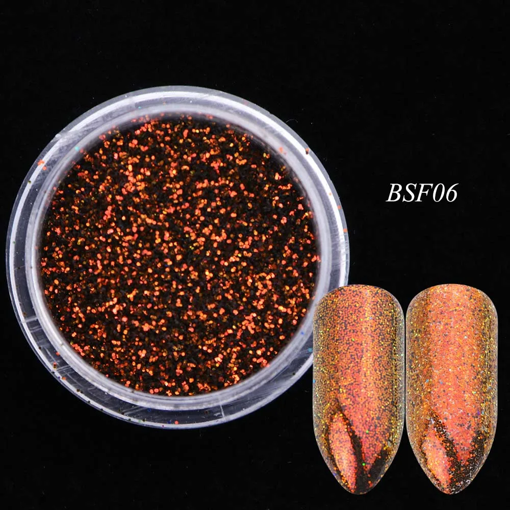 1 шт голографическая блестящая пудра для ногтей Лазерная хлопья гвоздь блестки пайетки Маникюр пигмент пыль украшения для ногтей JIBSF01-12 - Цвет: BSF06