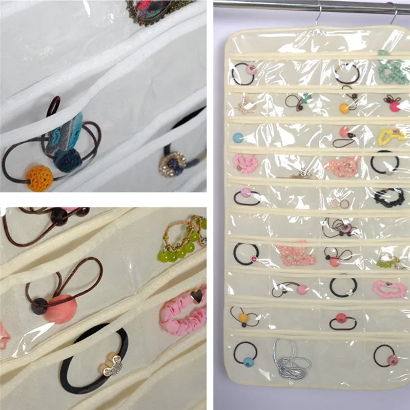 Hot Fashion 80 Compartments Hanging Storage Bag Jewelry Earring Necklace Brooch Bag Closet Display Visible Non-woven Fabrics PVC (12)
