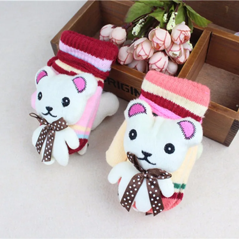 New Kids Gloves Cartoon Bear Infant Gloves Warm Boys Girls Mittens Lovely Crochet Toddler Glove Autumn Winter Baby Accessories (1)