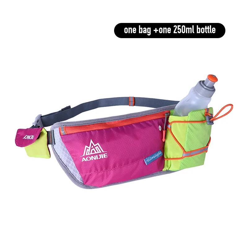 AONIJIE рюкзак беговой сумка на талию наружная легкая гидрационный ремень бутылка для воды Хип сумка удобная спортивная походная гоночная фитнес - Цвет: Rose 250ml bottle