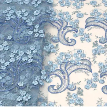 

Beaded Embroidery Lace Fabric 2017 Nigerian Tulle French Lace Fabric Women African Mesh Lace Material For Bridal f17080816