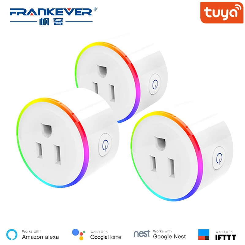 

FrankEver US Mini Smart Plug 10A Timing Wifi Socket with Lights Work with Alexa echo IFTTT via Tuya Smart Life APP