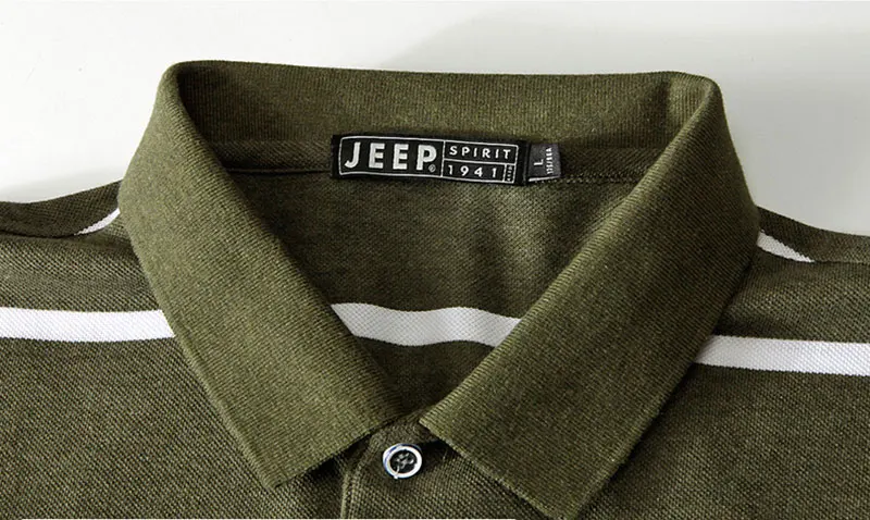 JEEP Brand Men's Polo Shirts Short Sleeve Loose Summer Pinstripe Men Fashion Cotton Men's Breathable Smart Casual Straight Tops (6)