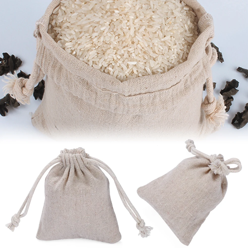 

1/5PC 2019 Handmade Cotton Plain Candy Organizer Gift Bags Drawstring Pouch Sack Food Storage Wedding Kitchen Favor Storage Bags