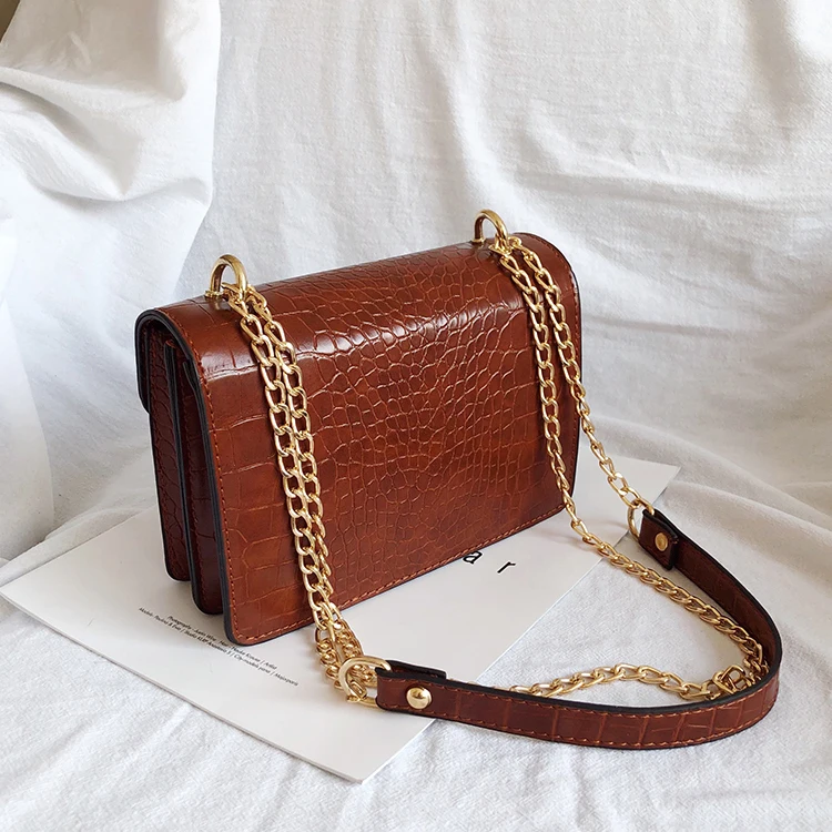 Goedkoop Vrouwen Krokodil Patroon Crossbody Tassen Voor Vrouwen Kleine Keten Handtas kleine tas PU Lederen Handtas Dames Designer Schoudertassen