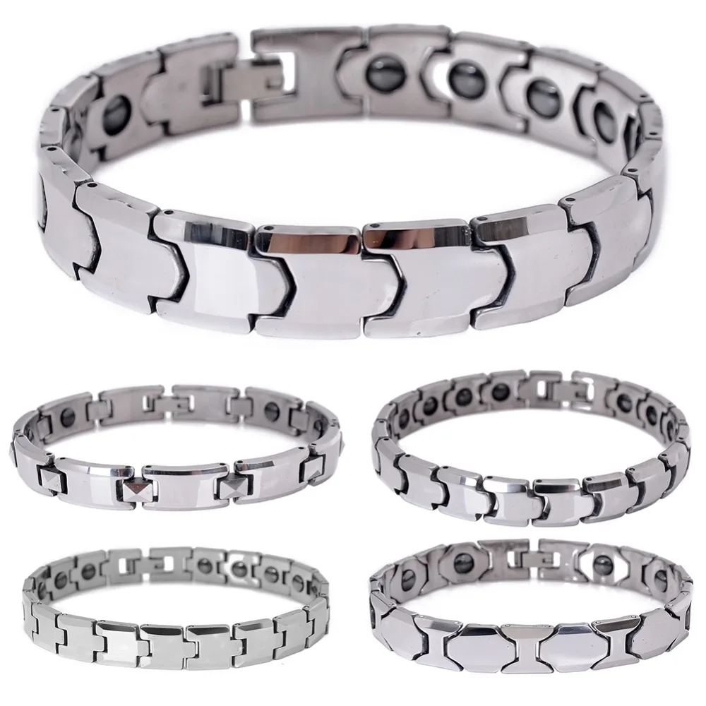 PINKSEE Wrist Chunky Stainless Steel Bracelet Silver Color Men's