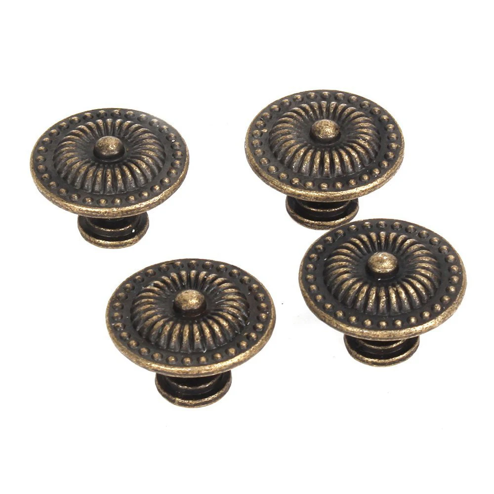 

Top quality Decorative vintage round furniture buttons bronze cabinet drawer Handle pack of 4