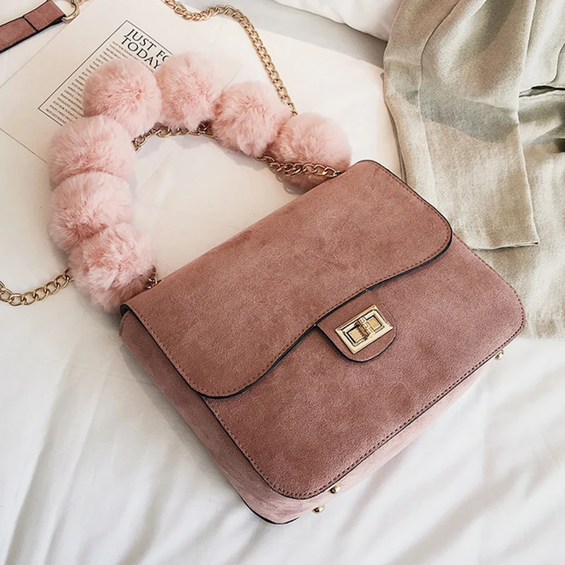 

Fashion Winter Luxury Rivets Fur Feather Faux Suede Chain Women Handbags Shoulder Party Clutch Bags Crossbody Bags for Women 158