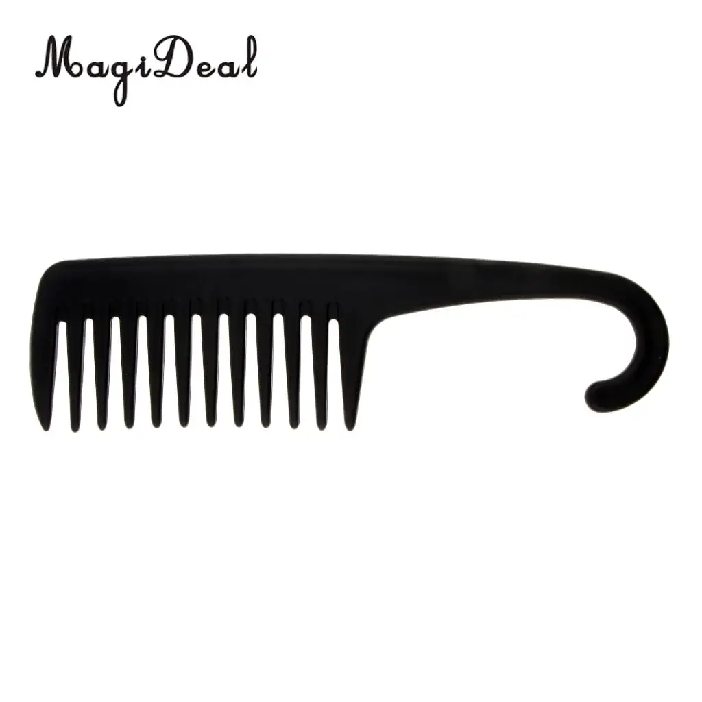 Shower Hanging Comb Wide Tooth Comb with Hook Wet Dry Hair Detangling Conditioning Hair Black Comb
