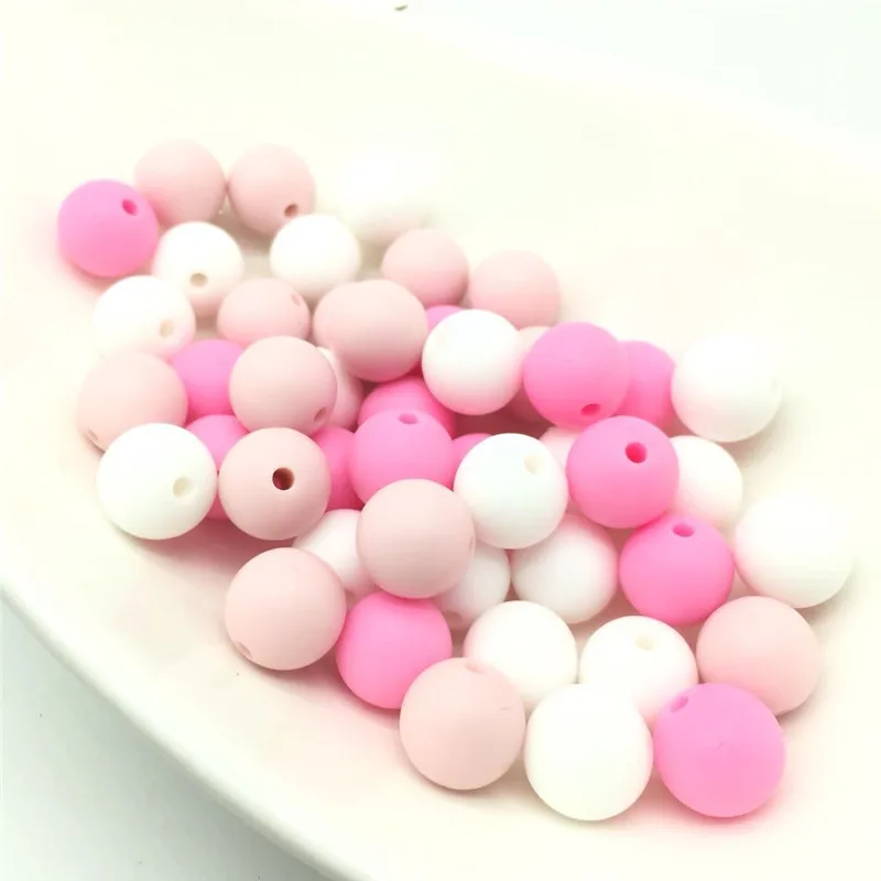 12 мм круглые силиконовые бусины Girly Pinky Mix 40 шт. Детские Прорезыватели DIY ювелирные