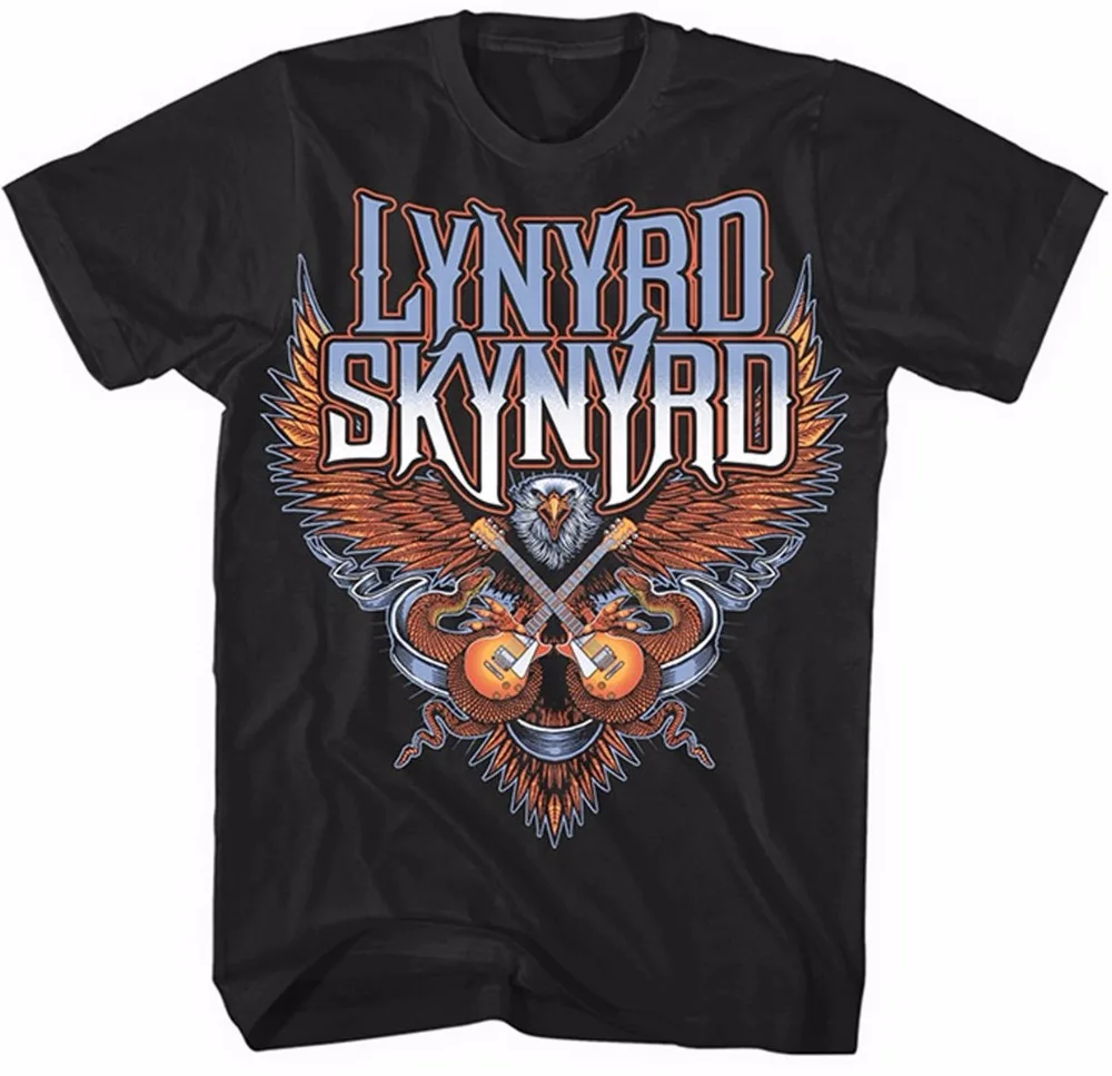 Mens Graphic Tees Gildan Lynyrd Skynyrd Crossed Guitars Short Men Crew