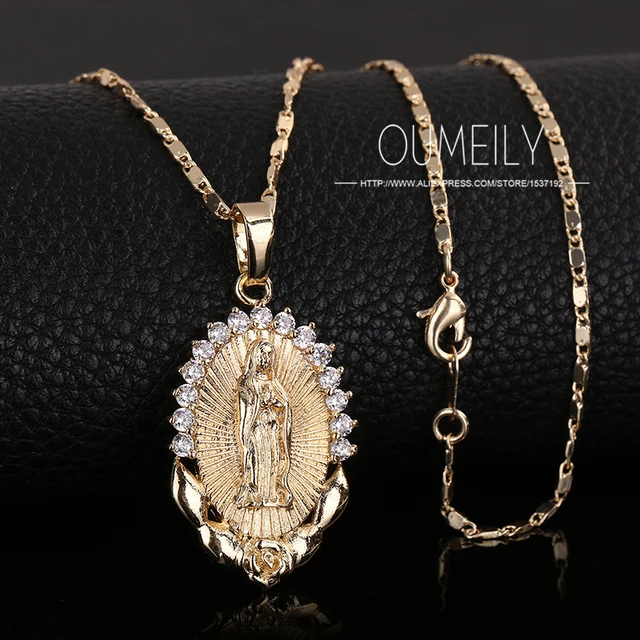 OUMEILY Fashion Jesus Necklace For Women Men Statement Vintage Pendant Holiday Christian African Beads Gold Color Accessories 4
