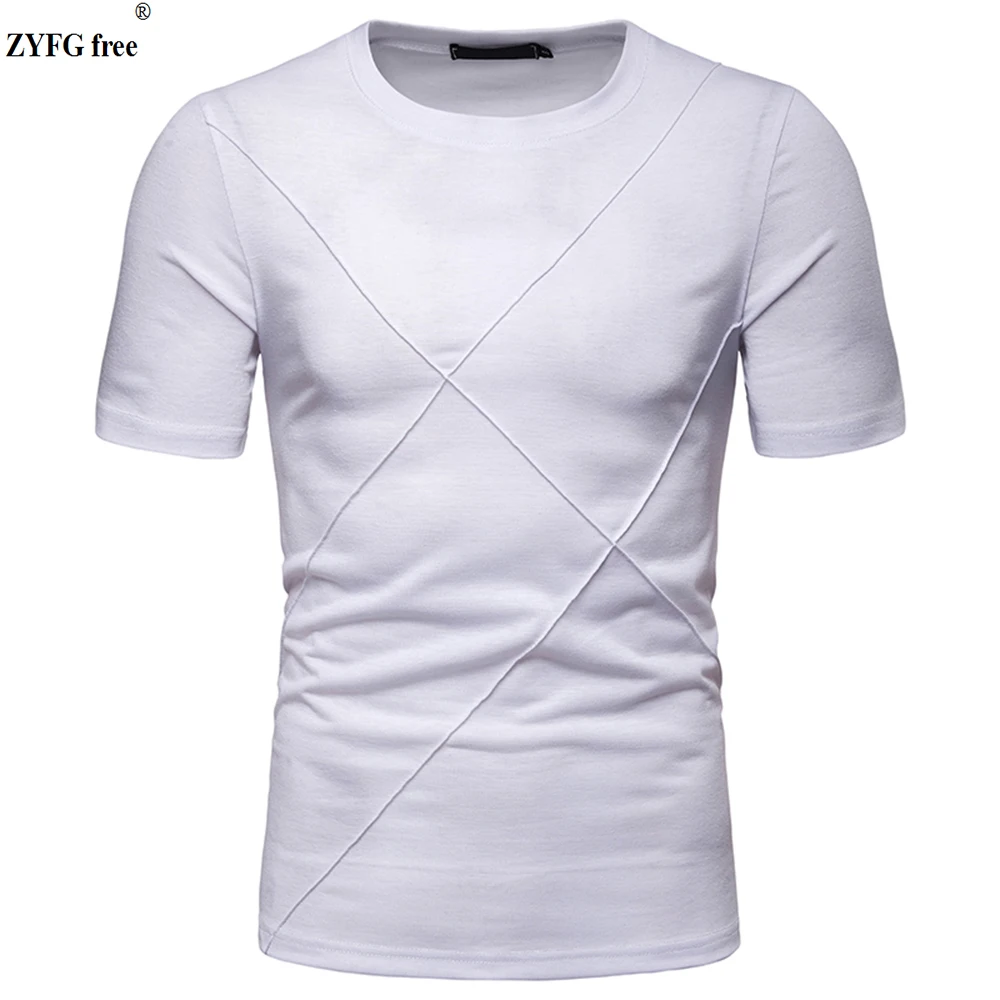 

2019 new causal style men's T-shirts O-neck solid color t-shirt cotton polyester blend t-shirts Leisure tide men's Tees