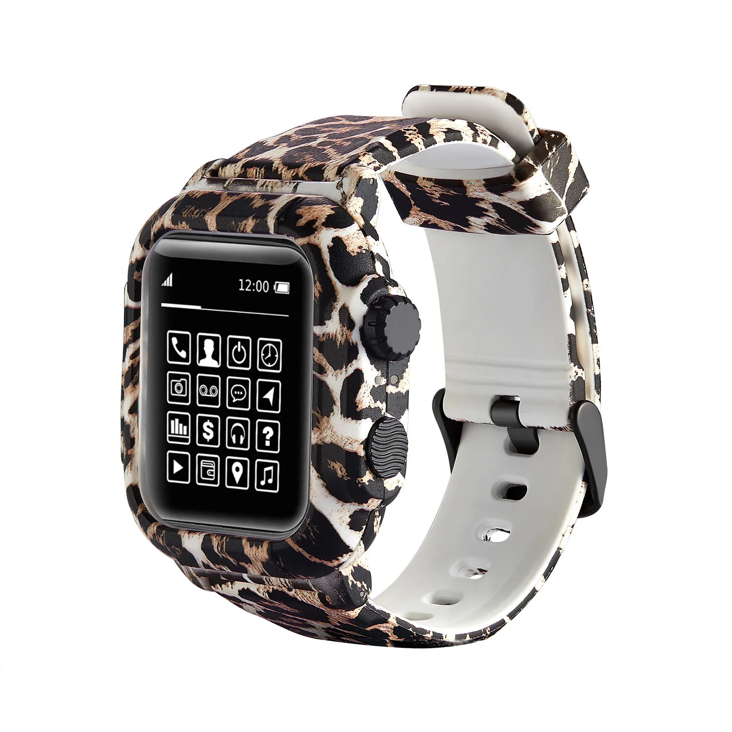 Водонепроницаемый чехол для Apple Watch Band 4 iWatch Band 42 мм силиконовый ремешок 44 мм леопардовый чехол с браслетом аксессуары для умных часов - Цвет ремешка: Leopard