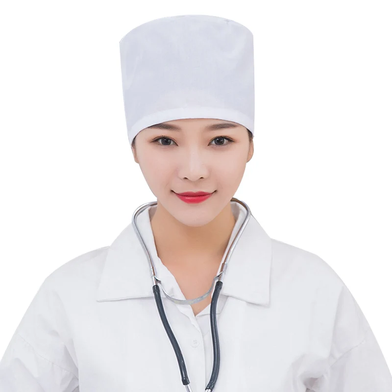 

Women medical uniform circle caps Doctor surgical gorro Nurse Adjustable hat female hospital uniform WHITE