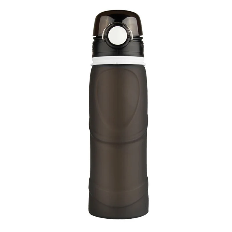 TEENRA 750 мл Складная Силиконовая бутылка для воды-Priviate звенья - Цвет: Черный