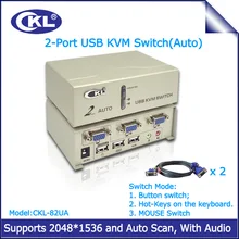 CKL-82UA USB Auto KVM Switch VGA 2 Port with Audio Switcher for Keyboard Mouse PC Monitor