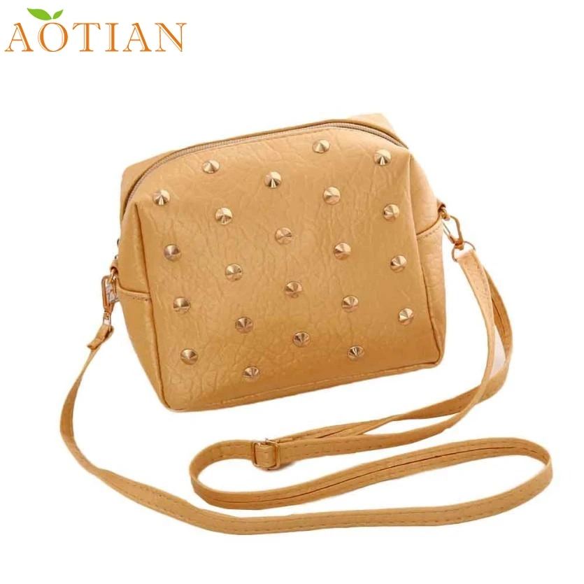 

AOTIAN Women Cute Messenger Bags Rivet Shoulder Bag Leather Crossbod Fashion Hot New DropShipping 73-10