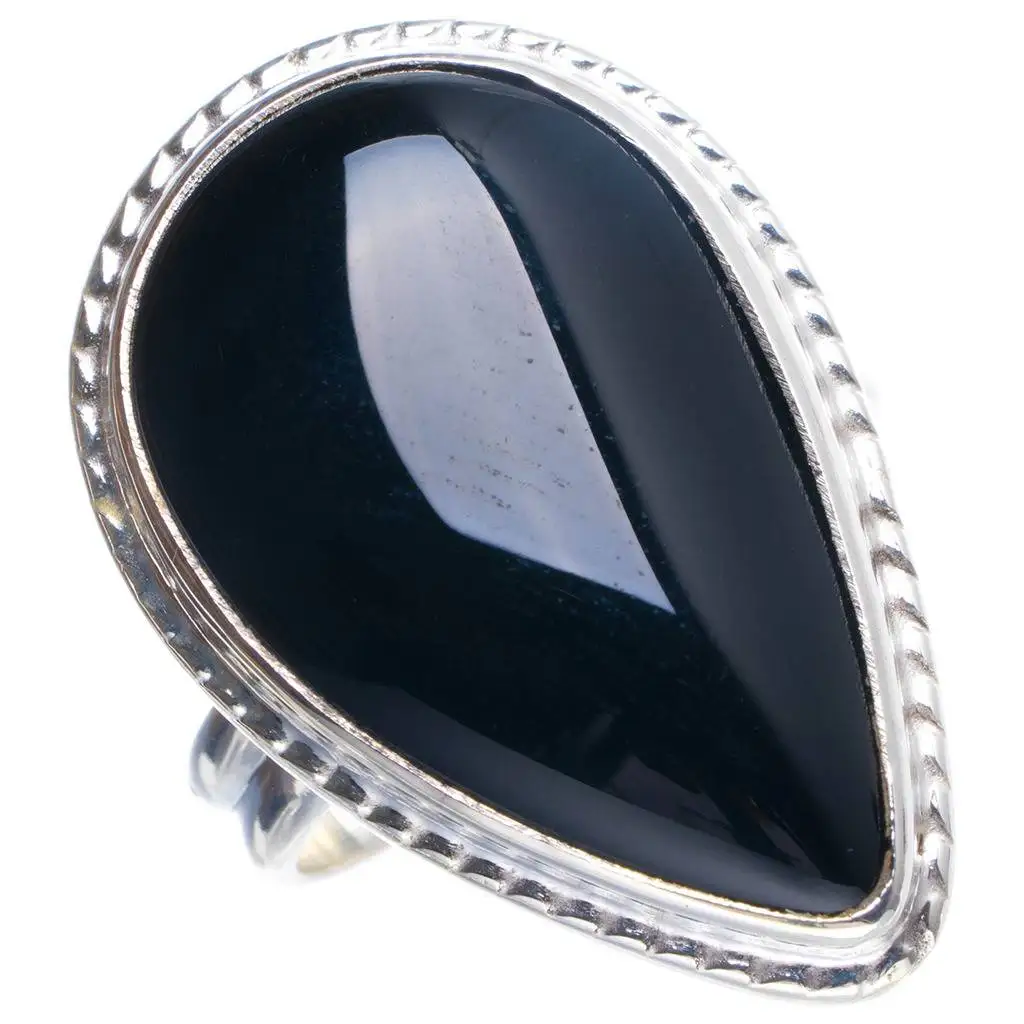

Natural Black Onyx Handmade Unique 925 Sterling Silver Ring 7.5 Y4274