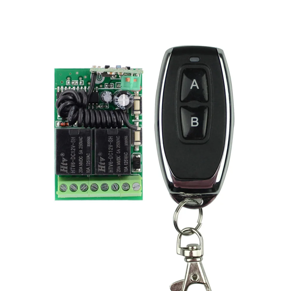 

DC 12V 2CH RF Wireless Remote Control Light Switch System ; Mini 2channel Relay + 2 Button Transmitter With Battery