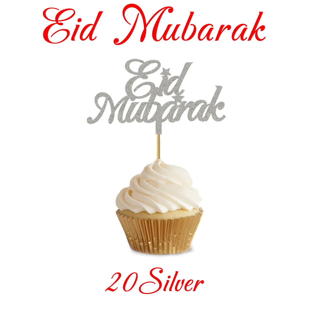 20 шт 3x5 дюймов Eid украшения для кексов Nikkah Mubarak Eid Mubarak Hajj Mubarak Umrah Mubarak украшения для кексов для Eid al-Fitr украшения - Цвет: EID Mubarak