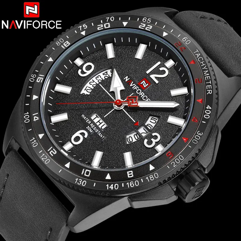 NAVIFORCE Лидирующий бренд Мужские часы новейшая мода мужские кварцевые кожаный