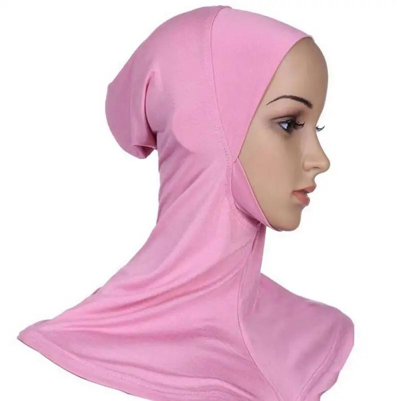 DJGRSTER мягкие растягивающиеся мусульманские спортивные внутренние хиджаб колпачки исламские головные уборы кроссовер классический стиль хиджаб головные уборы полное покрытие - Цвет: Pink