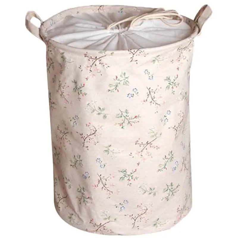Large Bucket Drawstring Beam Port Dirty Clothes Laundry Basket Foldable Toys Storage Organizer