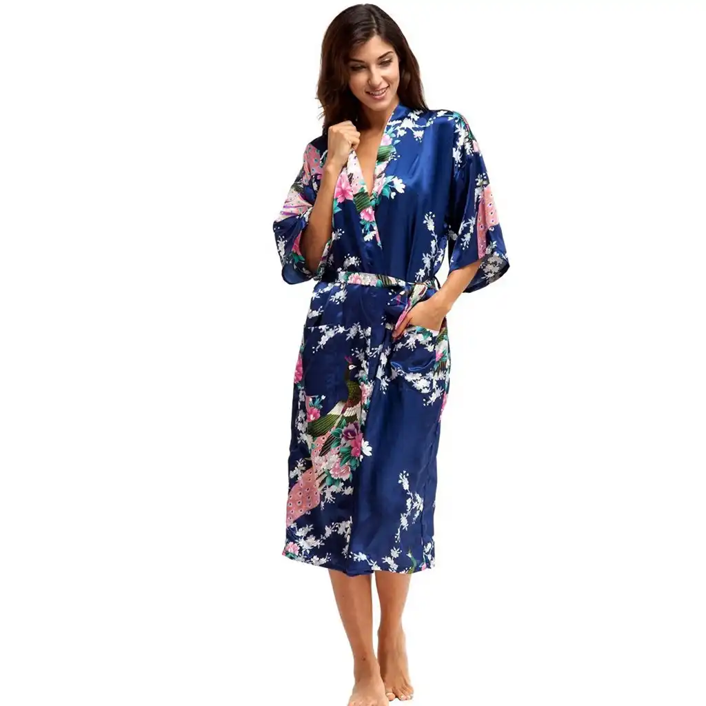 women nightgowns satin sleepwear simulation print
