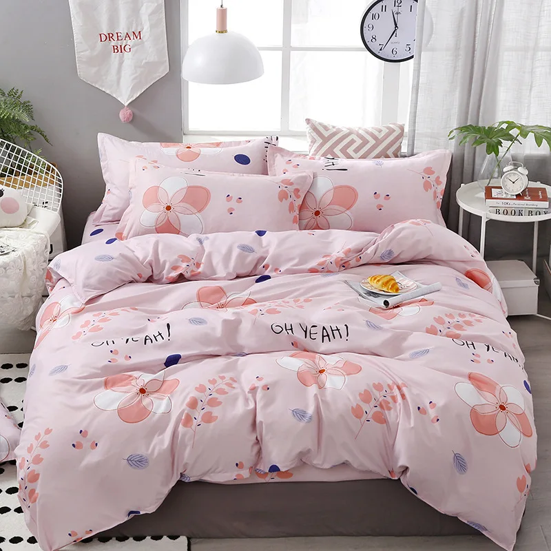 3/4pcs/Set Pink Purple Unicorn Kids Bedding Set Bed Linen Linings Cotton Duvet Cover Set Bed Sheet Pillowcases Home Textie