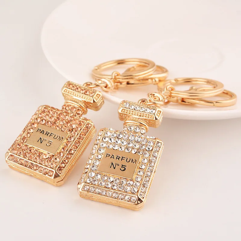 Gorgeous Diamond shape Diamante Keyring bag charm Clear Rhinestone Gold Bling