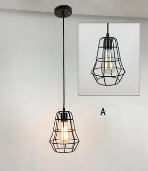 

Modern Industrial Vintage Cage Pendant Light Iron Art Diamond Pyramid Wrought home Ceiling Lamp Suitable for E27 bulbs
