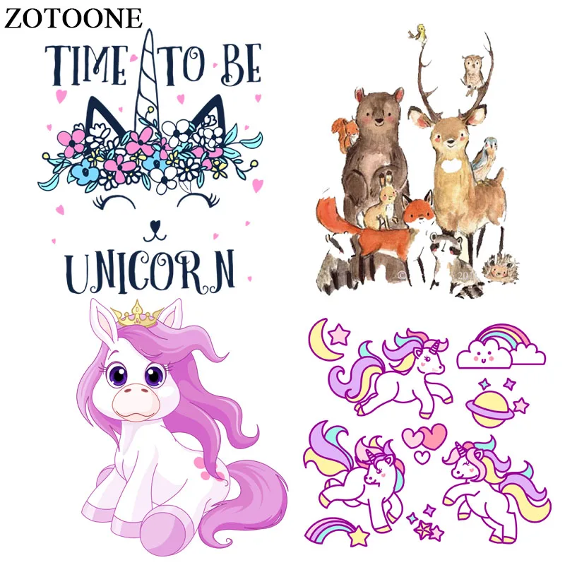

ZOTOONE Cute Unicorn Patch Iron-on Transfers For Clothes Thermal Transfer Paper Iron On Animal Patches For Clothing Diy T-shirt