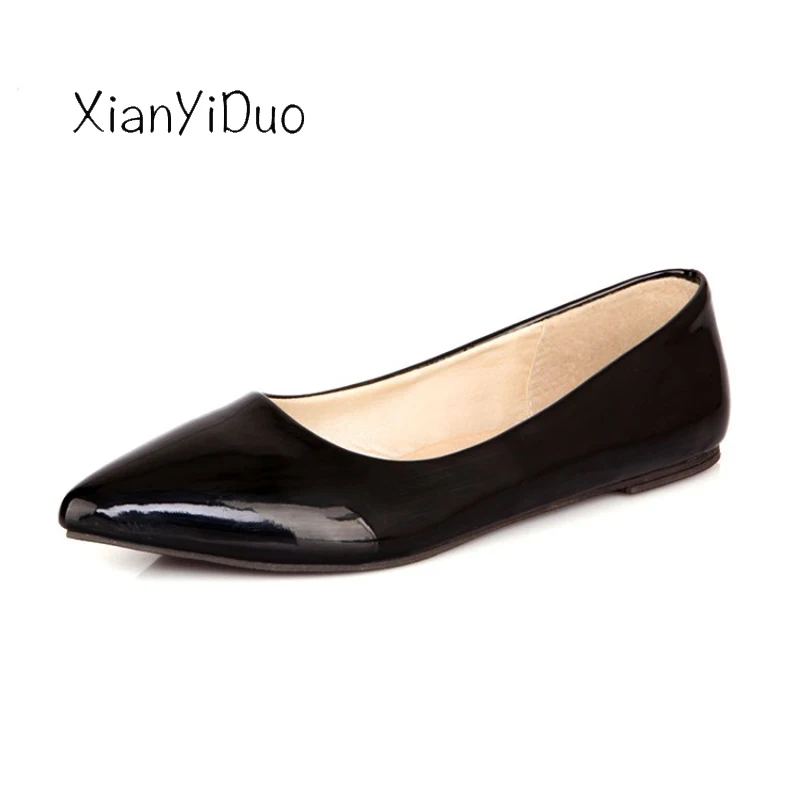 

Xianyiduo 2018 Spring/Autumn Women's Shoes Pointed Toe Solid Flats large size34-49 red wedding /123a
