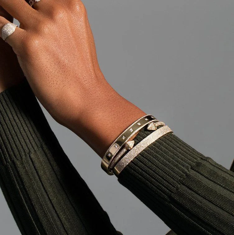 

Inner Diamater 56mm hip hop punk women jewelry Wide Gold band micro pave cz vintage bangle bracelet