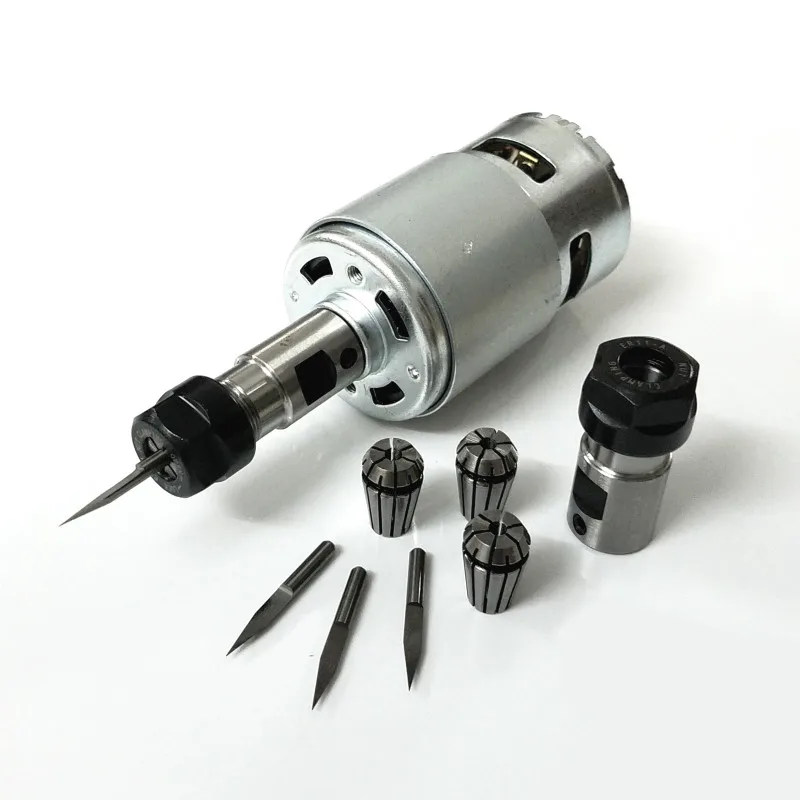 775 DC Motor with ER11 Extension Rod Carving Knife 12-36V 4000-12000 RPM Engraving Machine Ball Bea