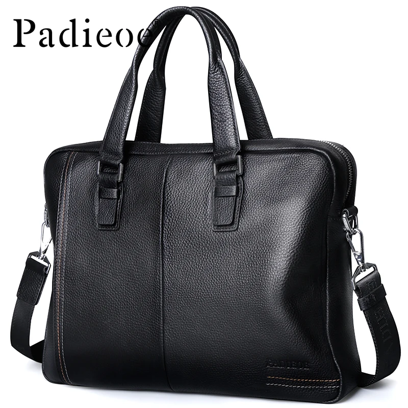 

Padieoe Luxury Genuine Cow Leather Men's Shoulder Bag Fashion Casual Business Men Handbag High Quality Durable male Casual Tote